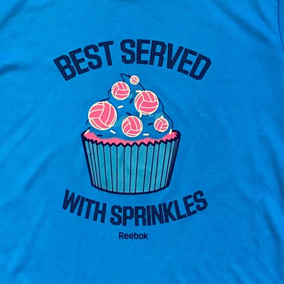 Reebok T-shirt, Girls 16 XL, Cupcake Volleyball Tee "Best Served with Sprinkles" - Picture 3 of 6